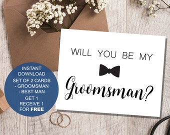 Groomsmen Proposal Cards, Will You Be My Best Man, Will you be My Groomsman, Groomsman Card,Best man Gift, INSTANT DOWNLOAD, Time to Suit up