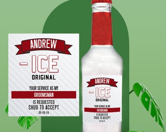 Chug to Accept Wedding Proposal, Groomsman Gift, Best Man Wedding party Proposal, Vodka Cider Bottle Labels, Will You Be My Officiant