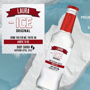 Pregnancy Announcement Custom ICED labels, Pregnancy Reveal Bottle Stickers, Ice Baby, Auntie to be, Uncle, Baby Announcement, Grandparents