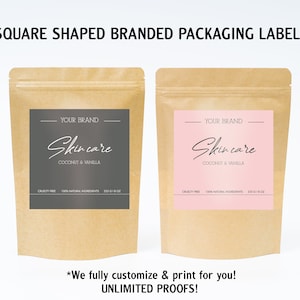 Branded Packaging Skin Care Labels, Branded Package for Small Business, Custom Square Labels, Bath Salts, Soap, Soy Wax Candle Sticker Label