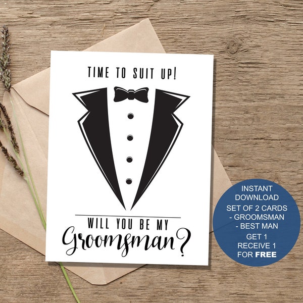 Funny Groomsman Proposal Card, Time to Suit Up - Best Man Gift, Groomsmen Gift, Will You Be My Best Man, Groomsmen Cards, INSTANT DOWNLOAD