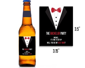 Groomsmen Proposal Beer Labels, Suit Up Tuxedo Design