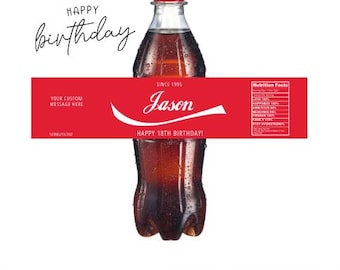 Personalised Birthday Coca-Cola Label Sticker, Custom Name Coke Bottle for Birthday, Kids Birthday Decor, Birthday Soda Label, Children Bday
