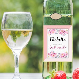 Propuesta de dama de honor, etiqueta de vino de dama de honor personalizada, regalo de dama de honor, etiqueta de botella de ducha nupcial, etiquetas de vino de propuesta, preguntando a las damas de honor