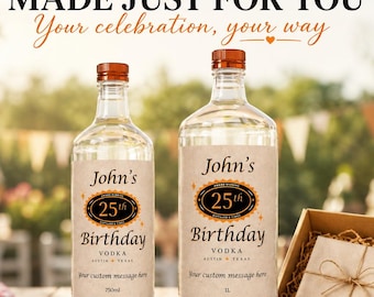 Custom Birthday Tito's Vodka Labels - Personalized Tito Bottle Gift for 21st, 30th, 40th & 50th Birthdays Celebration