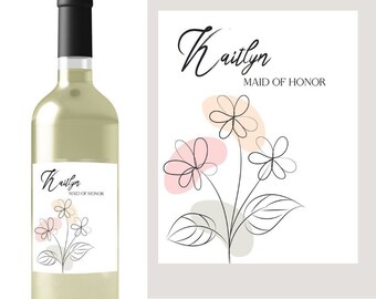 Bridesmaid Proposal Wine Label: Floral Wedding Favor