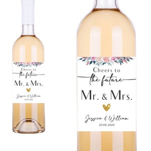 Gift for Couple Engagement Bottle Labels for Mr and Mrs Custom Wine Labels Wedding Favor Engagement Present Personalized Gift Married Couple