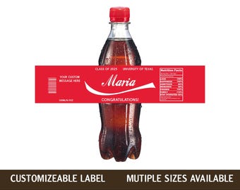 Personalised Graduation Coca-Cola Label Sticker, Custom Name Coke Bottle for University Graduates, College Students, Congratulations Gift