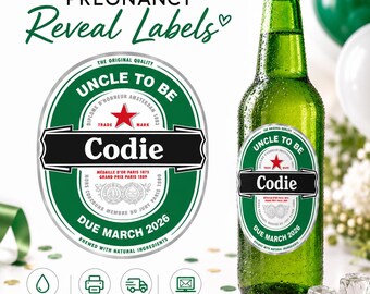 Personalized Beer Pregnancy Reveal Labels, Custom Baby Birth Announcement Stickers, Uncle, Grandpa, Auntie Gift