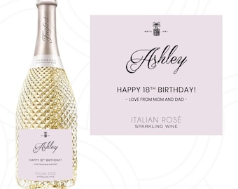 Personalised Birthday Champagne Label & Prosecco Sticker – Funny Custom Gift for 18th, 21st, 25th, 30th Anniversary Celebration