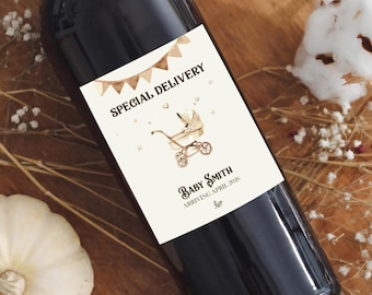 Pregnancy Announcement Wine Label: Custom Baby Reveal Gift for Grandparents