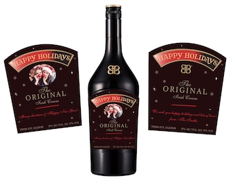 Personalized Christmas Liquor Labels: Custom Photo Gift