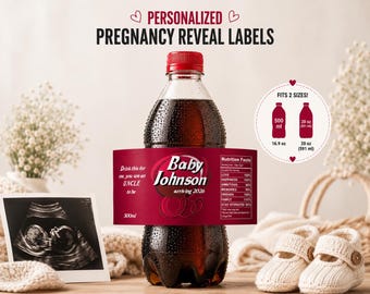 Personalized Dr Pepper Pregnancy Announcement Label Sticker
