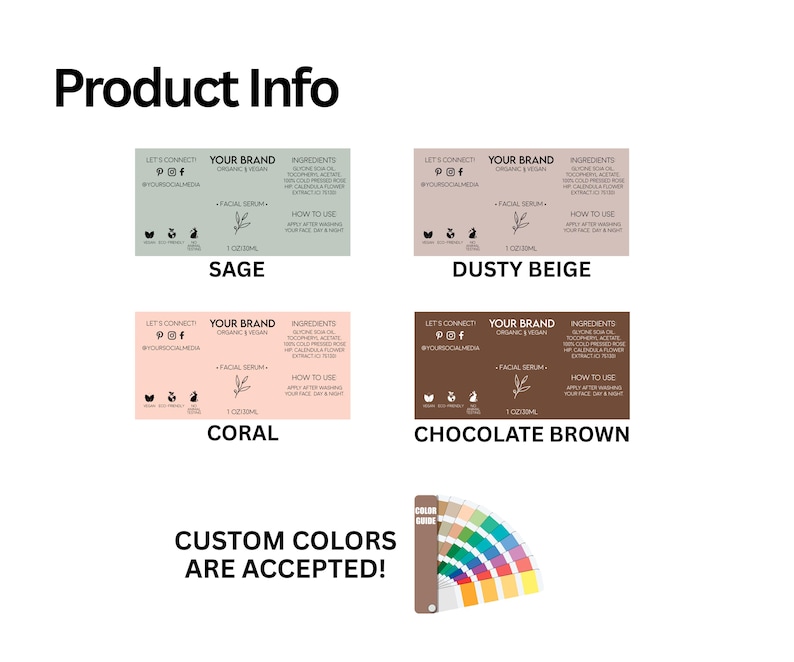 Custom Cosmetic Labels, Branded Product Label Design, Cosmetic Wrap Around Label, Product Labeling Template, Bottle Packaging, Skincare image 4