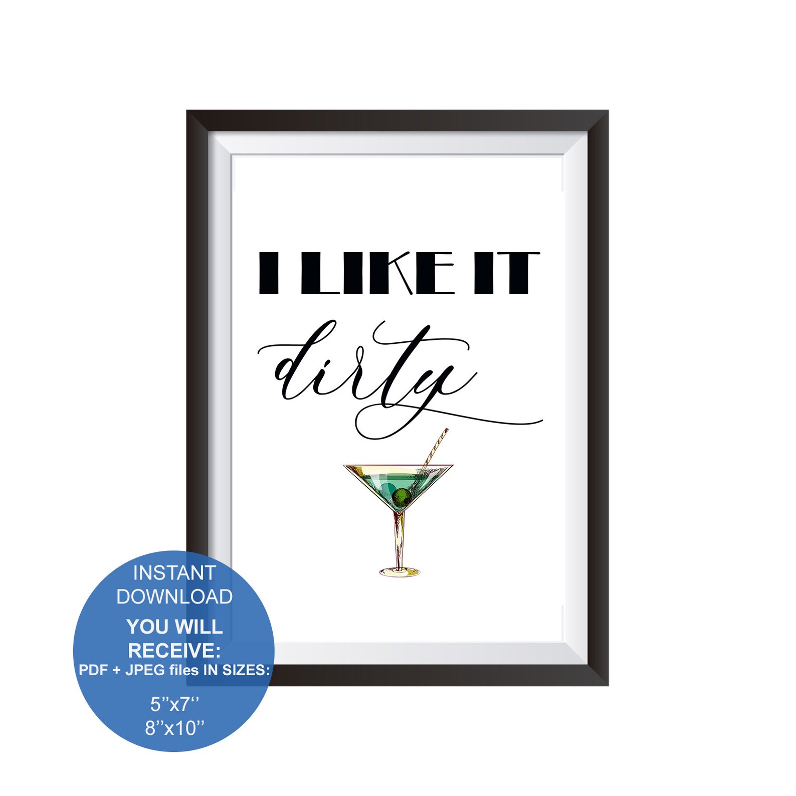 I Like It Dirty Martini Wall Art Print Cocktail Bar Sign Etsy Canada