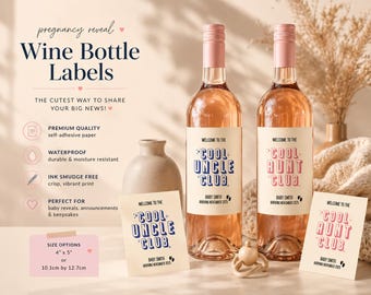 Baby Announcement Wine Labels, Pregnancy Announcement Gift for Aunt, Cool Aunt Club, In your Auntie Era, Funny Gift For Auntie, Uncle