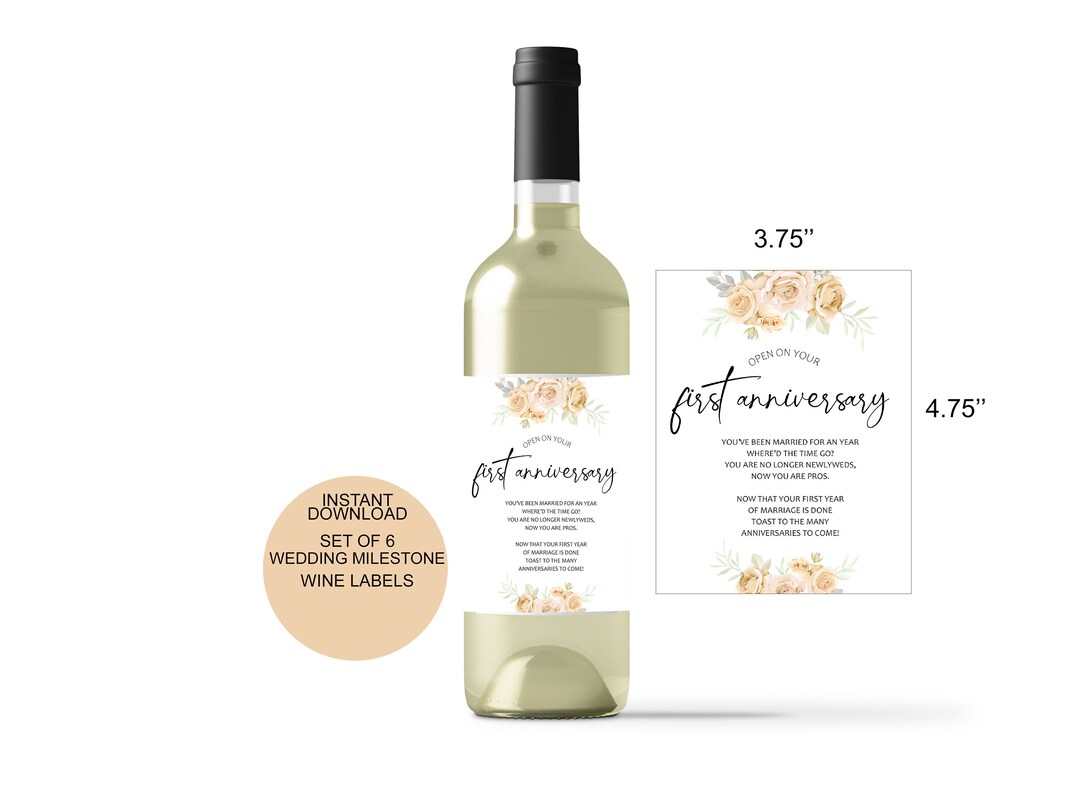Wedding Milestone Wine Labels Stickers Blush Wedding Gift Wine Labels ...