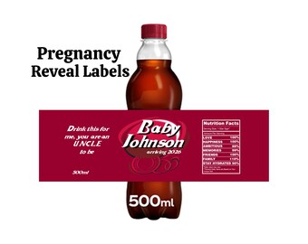 Personalized Dr Pepper Pregnancy Announcement Label Sticker