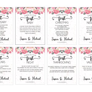 Marriage Milestones, Set of 8, Waterproof Greenery Wine Bottle Labels ...