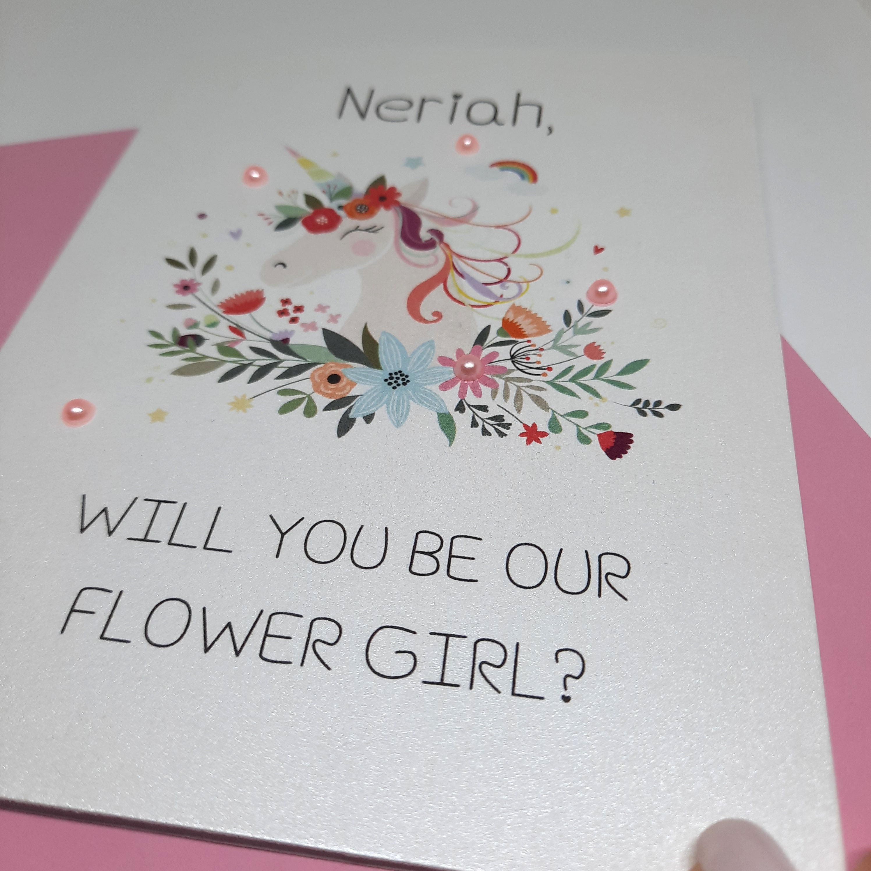 Asking Flower Girls Unicorn Design Card Envelope Etsy