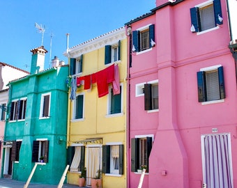 Burano Photography Wall Art Print, Italy Travel Photo, Colorful Homes, Rainbow Colors, Venice Home Decor, 8x10”, Gallery Wall Hanging