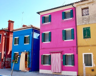 Burano Photography Wall Art Print, Italy Travel Photo, Colorful Homes, Rainbow Colors, Venice Home Decor, 5x7", 8x10”, Gallery Wall Hanging