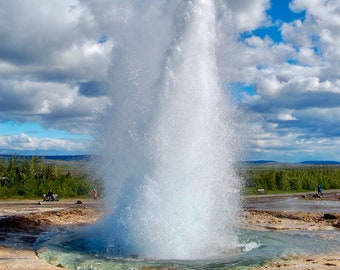 Iceland Photography Wall Art Print, Travel Photo, Nature Photography, Gallery Wall, White Blue Home Decor, 5x7”, 8x10”, Geyser Wall Hanging