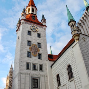 Munich Photography Wall Art Print, Germany Travel Photo Digital Download, Architecture, Building Printable Photo, Marienplatz Home Decor