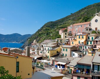 Wydruk fotograficzny Cinque Terre we Włoszech: widok krajobrazu Vernazza (pobieranie cyfrowe)