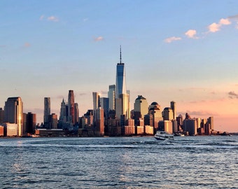 NYC Skyline Photo Print: Pink Sunset Over Manhattan