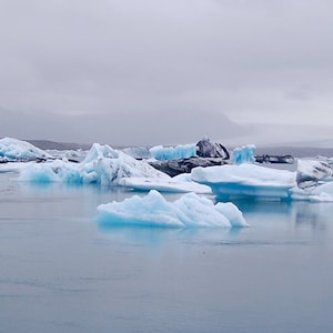 Iceland Photography Wall Art Print, Glacier Lagoon Travel Photo, Blue Iceberg, Home Decor, Gallery Wall, 5x7”, 8x10”, Gray, Nature Photo