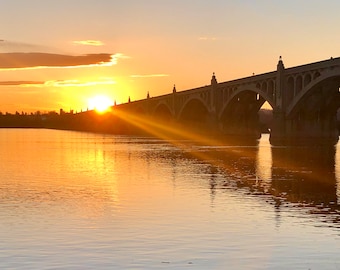 Sunset over the Susquehanna River with brilliant sunset rays- 01