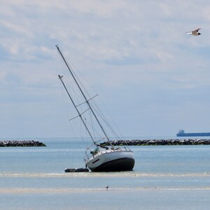 Cape Charles  Sailboat Aground at Low Tide  01