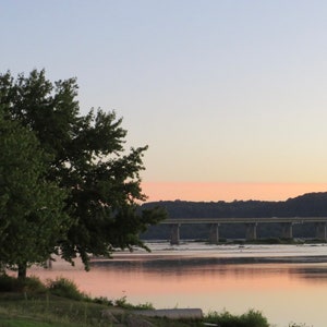 Pinkish Sunset over the  River with tree view - 01
