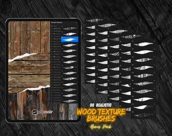 80+ Wood Never-Ending Texture Brushes for Procreate App + Bonus Pack