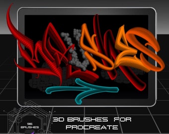 100 + 3D Lettering  Brushes for Procreate, Digital Brush, Instant Download,