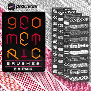 Procreate 用 145 種類の幾何学ブラシ - 2 パック