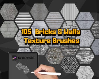 105 Brick & Wall Texture Procreate Brushes (3D)