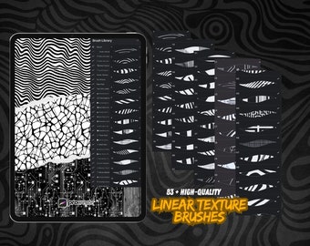 Procreate Texture Brushes: 83 Linear Designs + Bonus Paper Textures