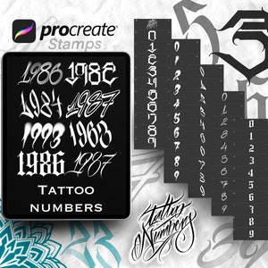 Tattoo numbers for procreate. 8 Style