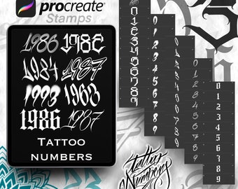 Tattoo numbers for procreate. 8 Style