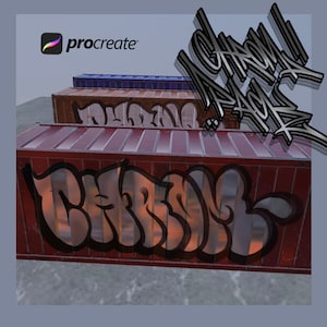 Metallic Graffiti brushes  for procreate + 3d Model