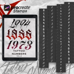 Tattoo numbers for procreate. Vol 2