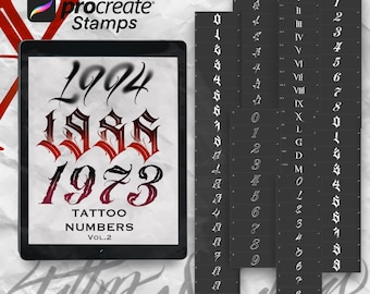 Tattoo numbers for procreate. Vol 2