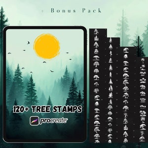 120 Tree Procreate Stamps, Tree Brushes, Nature Brushes, Procreate Landscape, Forest Stamp,Foliage Brushes, Botanical Stamps, Greenery Stamp