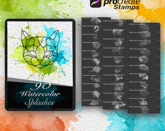 90 Watercolor Splashes For Procreate