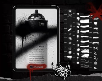 75 Real Graffiti Dripper Brushes and Stamps for Procreate app