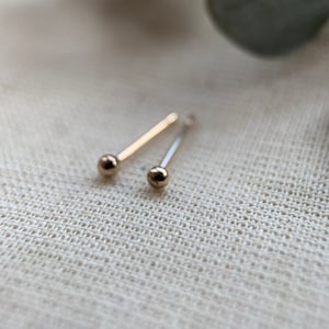 9ct Gold Small Ball Earring Studs - 2mm - Solid 9ct Gold Earrings.