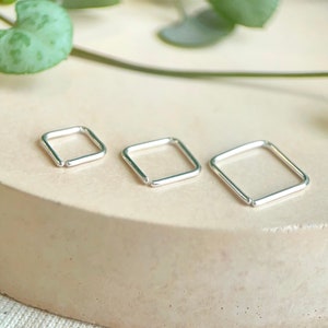 Single Square Hoop Earring, Sterling Silver Hoop, Different Sized Hoops, Geometric Jewellery, Silver Jewelry, Minimalist Hoop, Tragus, Helix