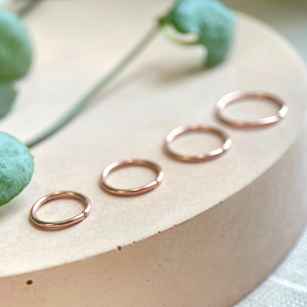 Solid Rose Gold Hoop Earrings, 9ct Gold Hoop, Rose Gold Jewellery, Gold Minimalist Hoop, Tragus, Helix, Cartilage, Nose Ring, Lobe piercing.